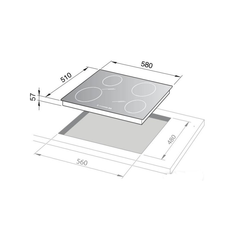 De’Longhi TIN 65 PRO piano cottura Nero Da incasso 58 cm Piano cottura a induzione 4 Fornello(i)