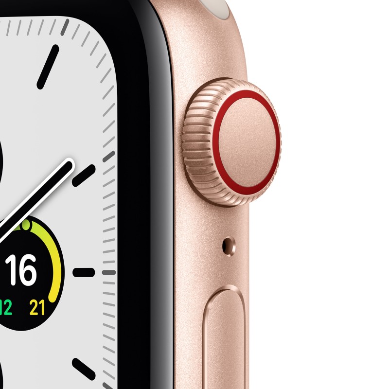 Apple Watch SE GPS + Cellular, 40mm Cassa in Alluminio color Oro con Cinturino Sport Galassia