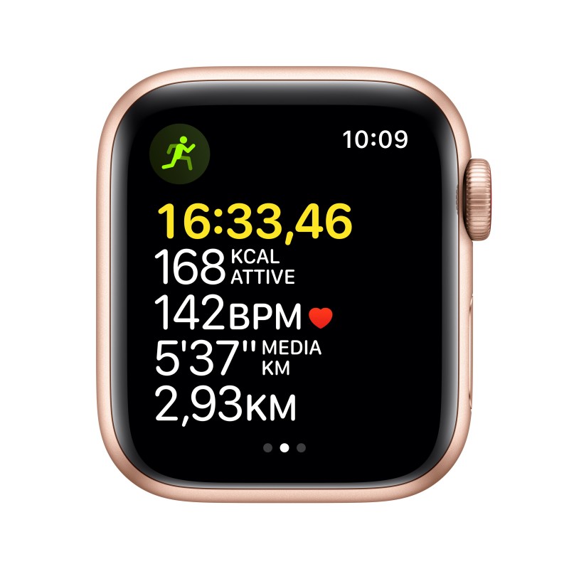 Apple Watch SE GPS + Cellular, 40mm Cassa in Alluminio color Oro con Cinturino Sport Galassia