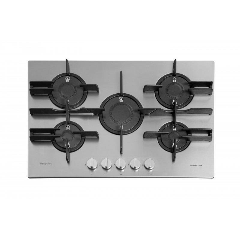 Hotpoint FTGHL 751 D IX HA piano cottura Acciaio inossidabile Da incasso 75 cm Gas 5 Fornello(i)