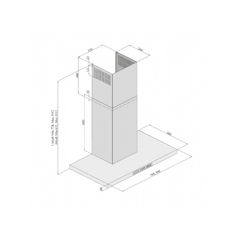 Silverline 3327.9 cooker hood Wall-mounted Black, Stainless steel 950 m³ h A