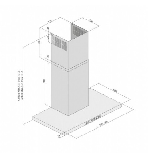 Silverline 3327.9 campana De pared Negro, Acero inoxidable 950 m³ h A