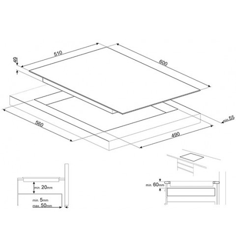 Smeg SI5632D hob Black Built-in Zone induction hob 3 zone(s)