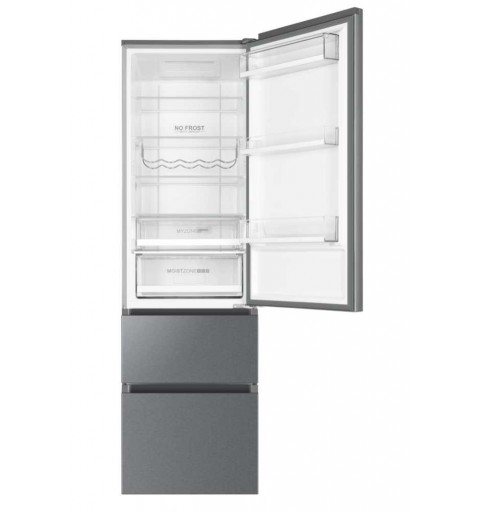 Haier 3D 60 Serie 3 A3FE837CGJ Kühl- und Gefrierkombination Freistehend 371 l D Silber, Titan