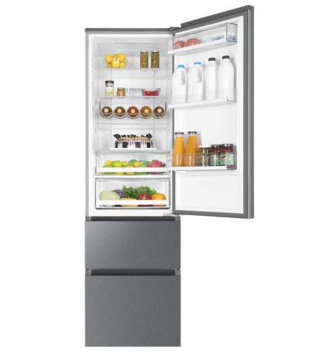 Haier 3D 60 Serie 3 A3FE837CGJ Kühl- und Gefrierkombination Freistehend 371 l D Silber, Titan