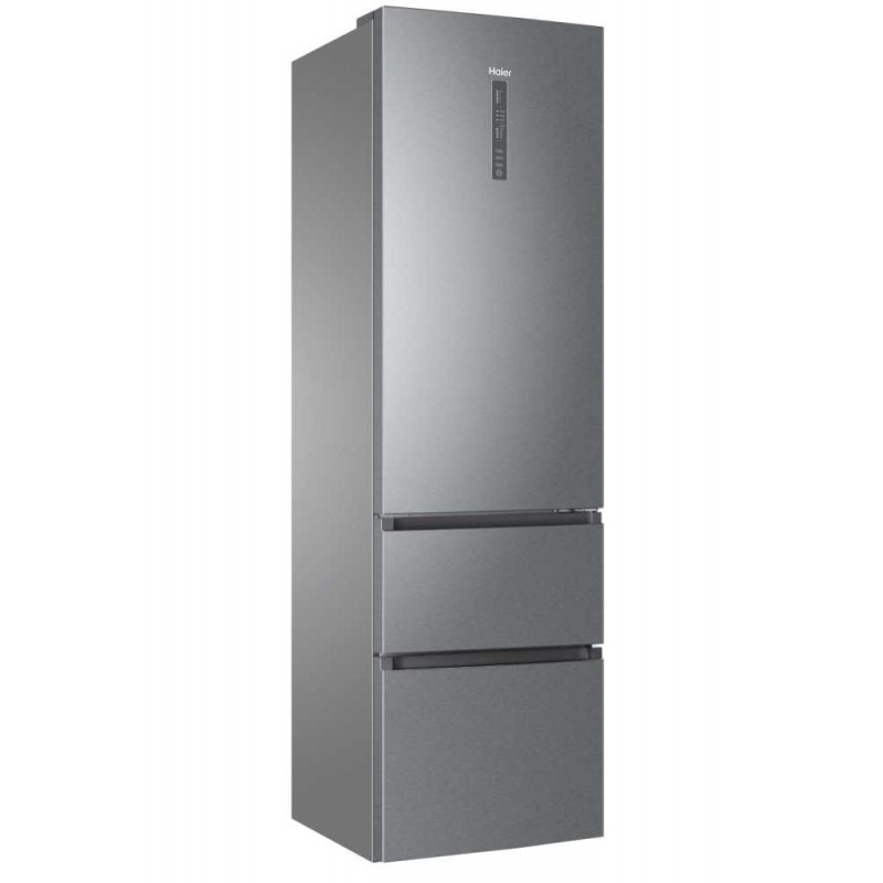Haier 3D 60 Serie 3 A3FE837CGJ Kühl- und Gefrierkombination Freistehend 371 l D Silber, Titan