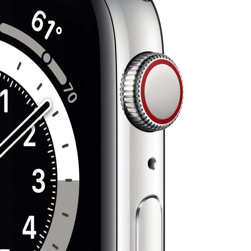 Apple Watch Series 6 GPS + Cellular, 44mm in acciaio inossidabile color argento con cinturino Loop in maglia milanese color