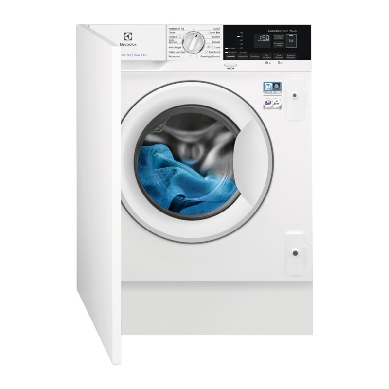 Electrolux EW7W474BI machine à laver avec sèche linge Intégré (placement) Charge avant Blanc E