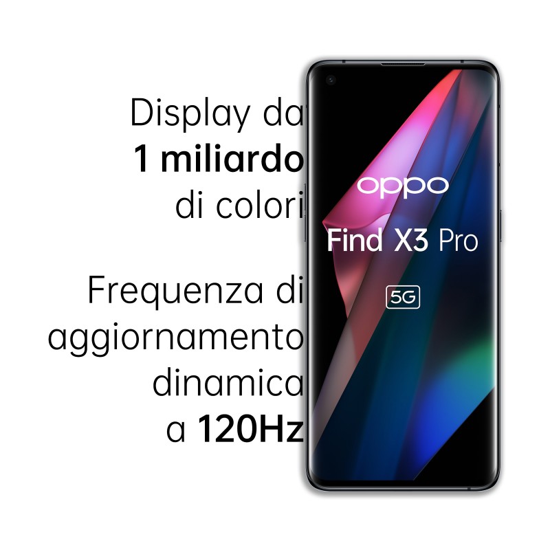 OPPO Find X3 Pro Smartphone 5G, Qualcomm 888, Display 6.7''QHD+AMOLED 120Hz, 4 Fotocamere 2*50MP, RAM 12GB+ROM 256GB, 4500mAh,