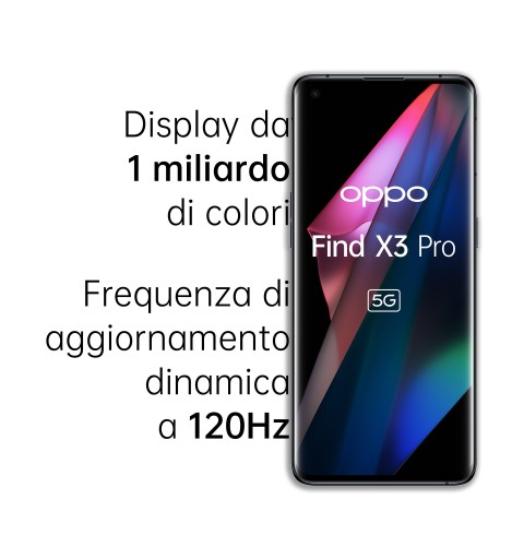 OPPO Find X3 Pro Smartphone 5G, Qualcomm 888, Display 6.7''QHD+AMOLED 120Hz, 4 Fotocamere 2*50MP, RAM 12GB+ROM 256GB, 4500mAh,