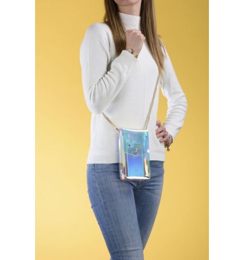Cellularline Holographic Bag Handy-Schutzhülle Geldbörse Gold, Mehrfarbig, Durchscheinend