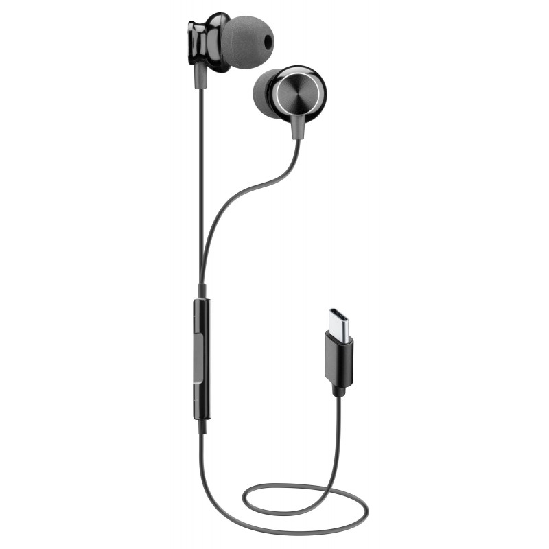 Cellularline Sparrow - USB-C Auricolari stereo in-ear con microfono e remote control Nero