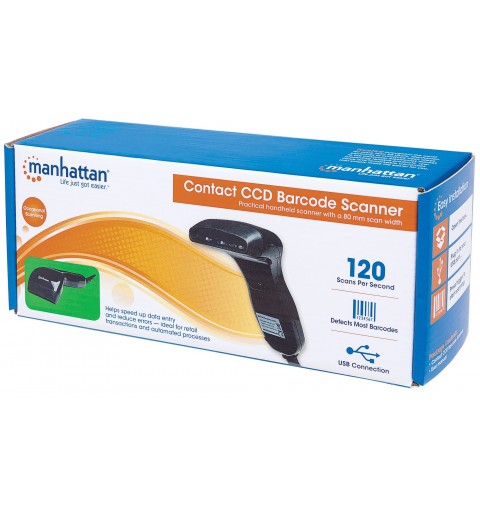Manhattan 401517 lecteur de code barres Lecteur de code barre portable 1D CCD (dispositif à transfert de charge) Noir