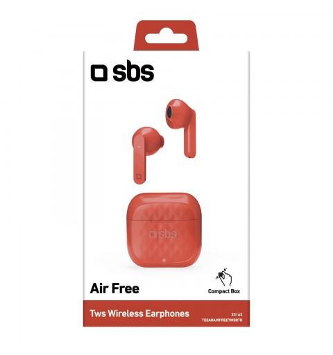 SBS TWS Air Free Cuffie True Wireless Stereo (TWS) In-ear Musica e Chiamate Base di ricarica Rosso