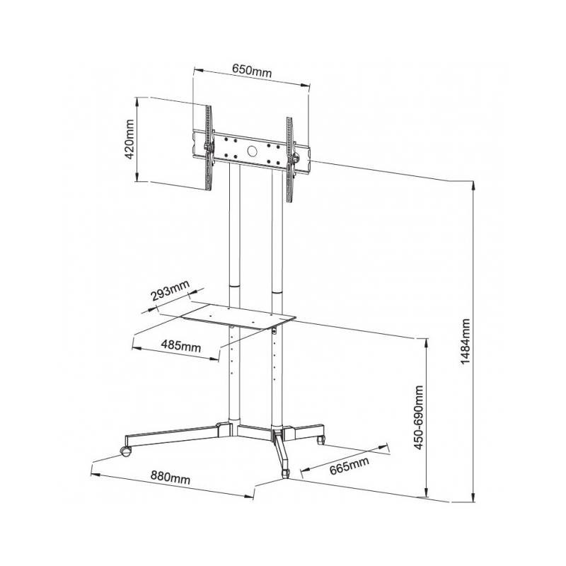 Techly Floor Trolley with Shelf Support LCD LED Plasma 30-65" ICA-TR6