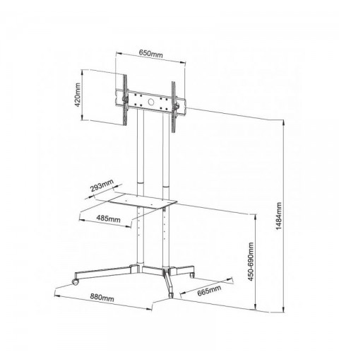 Techly Floor Trolley with Shelf Support LCD LED Plasma 30-65" ICA-TR6