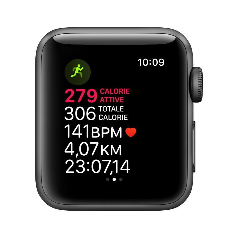 Apple Watch Series 3 GPS, 38mm in alluminio grigio siderale con cinturino Sport Nero