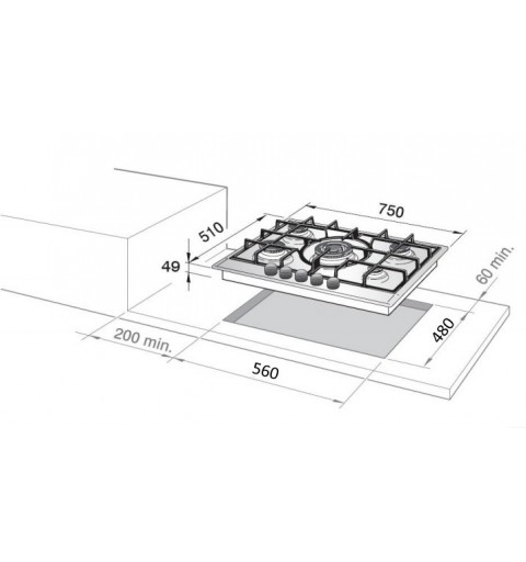 De’Longhi NSL 575 X hob Stainless steel Built-in 75 cm Gas 5 zone(s)