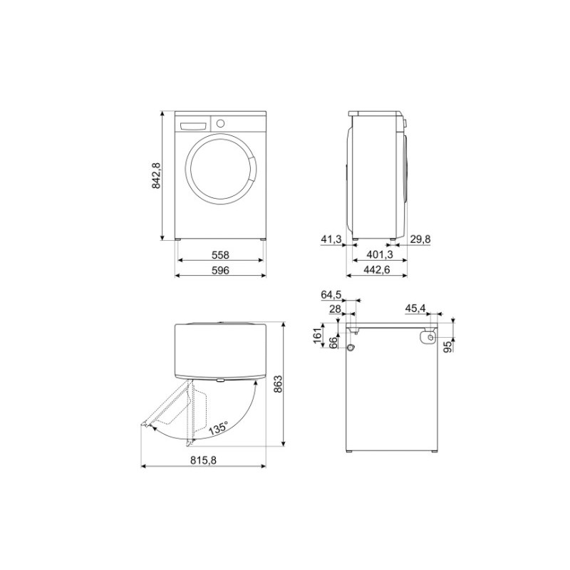 Smeg LBW50CIT lavadora Carga frontal 5 kg 1000 RPM D Blanco