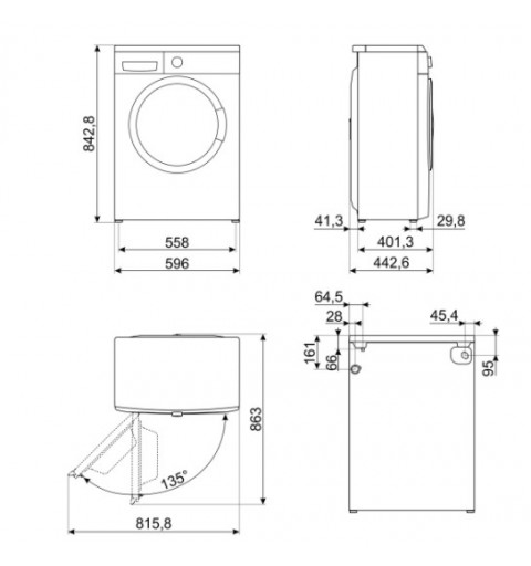 Smeg LBW50CIT lavadora Carga frontal 5 kg 1000 RPM D Blanco