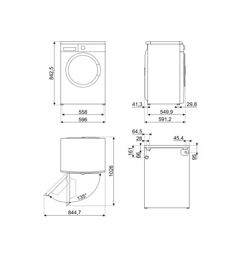 Smeg LB1T80IT lavadora Carga frontal 8 kg 1000 RPM D Blanco