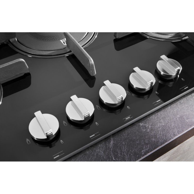 Hotpoint FTGHG 751 D HA(BK) hobs Negro Integrado 75 cm Encimera de gas 5 zona(s)