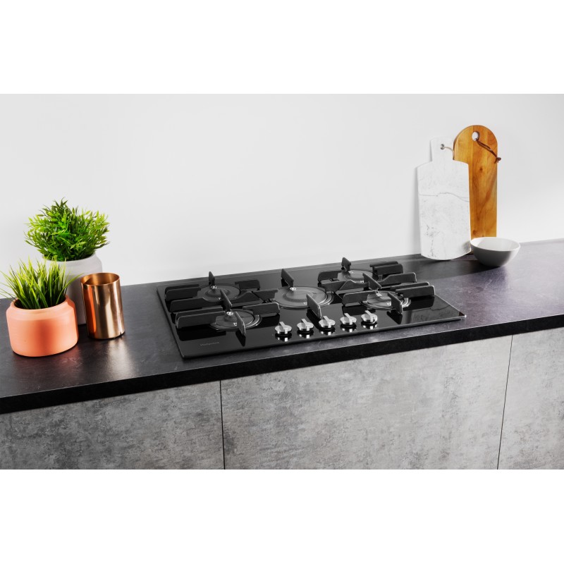 Hotpoint FTGHG 751 D HA(BK) hobs Negro Integrado 75 cm Encimera de gas 5 zona(s)