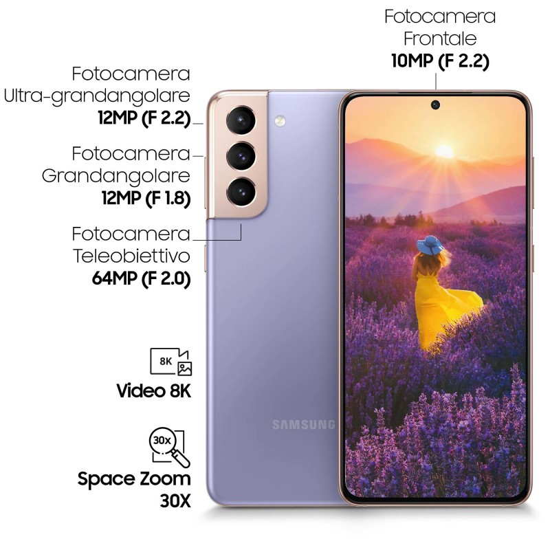Samsung Galaxy S21 5G SM-G991B 15,8 cm (6.2 Zoll) Dual-SIM Android 11 USB Typ-C 8 GB 128 GB 4000 mAh Violett