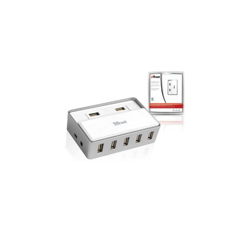 Trust 7 Port USB 2.0 Hub for Mac UK Blanc