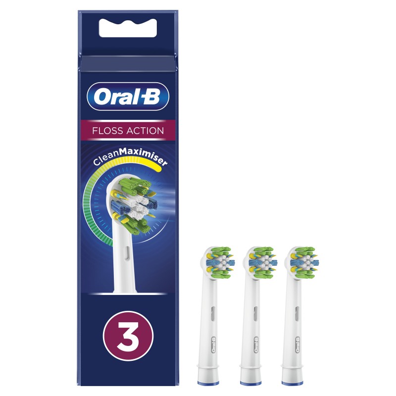 Oral-B FlossAction Testine Di Ricambio Con Tecnologia CleanMaximiser, Confezione da 3 Pezzi