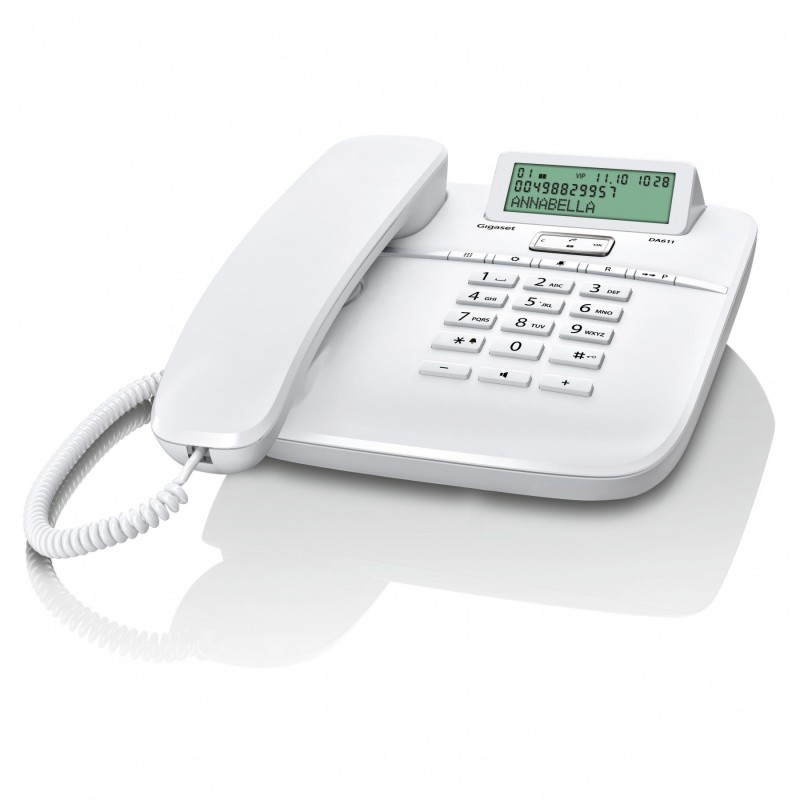 Gigaset DA611 Analoges Telefon Anrufer-Identifikation Weiß