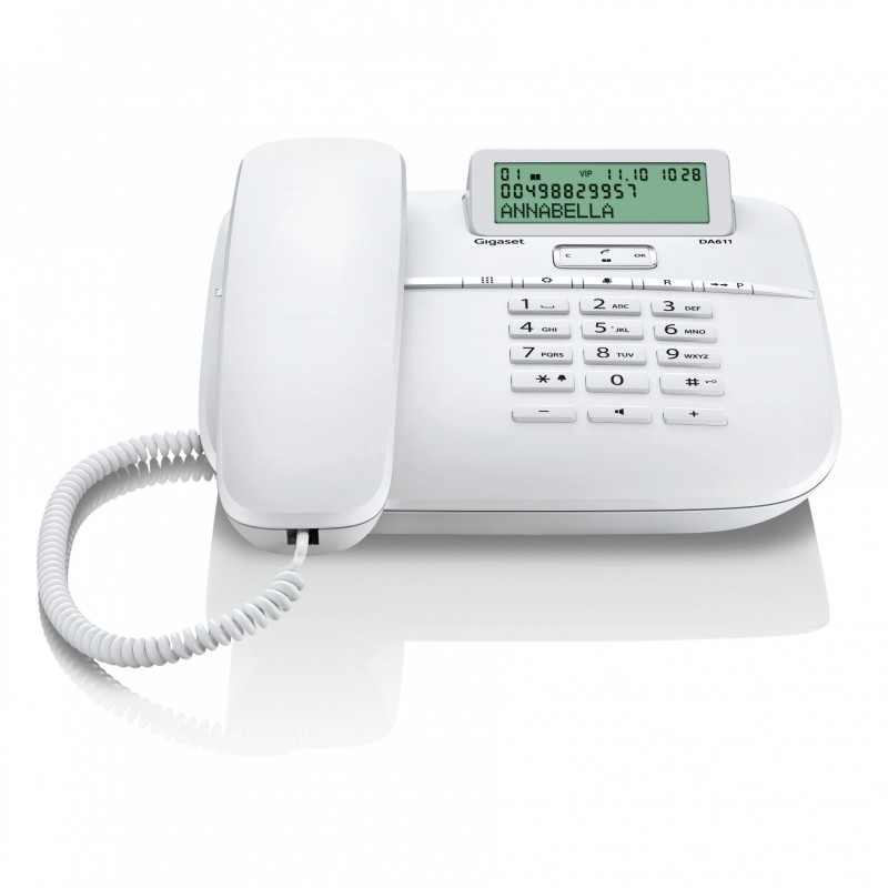 Gigaset DA611 Téléphone analogique Identification de l'appelant Blanc