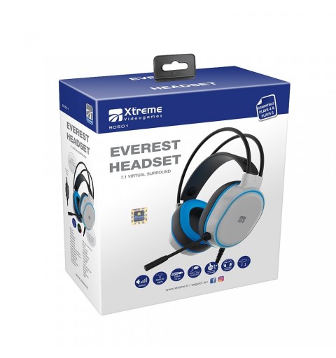 Xtreme Everest Kopfhörer Verkabelt Kopfband Gaming USB Typ-A Schwarz, Blau, Weiß