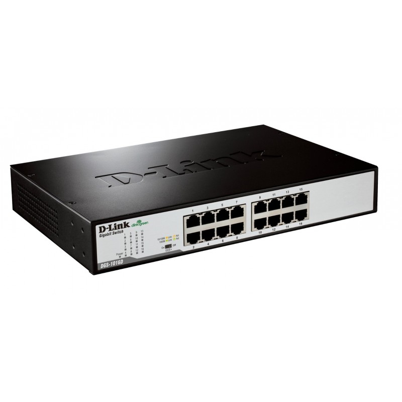 D-Link DGS-1016D E switch No administrado Negro, Metálico