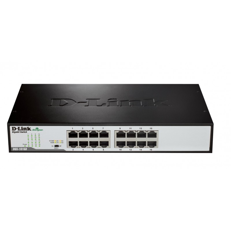 D-Link DGS-1016D E Netzwerk-Switch Unmanaged Schwarz, Metallisch
