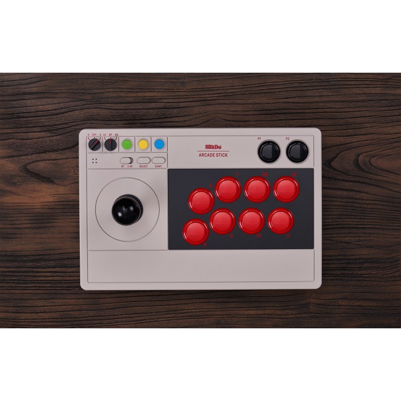 8Bitdo Arcade Stick Gris Bluetooth USB Joystick Analogique Numérique Nintendo Switch, Nintendo Switch Lite, PC