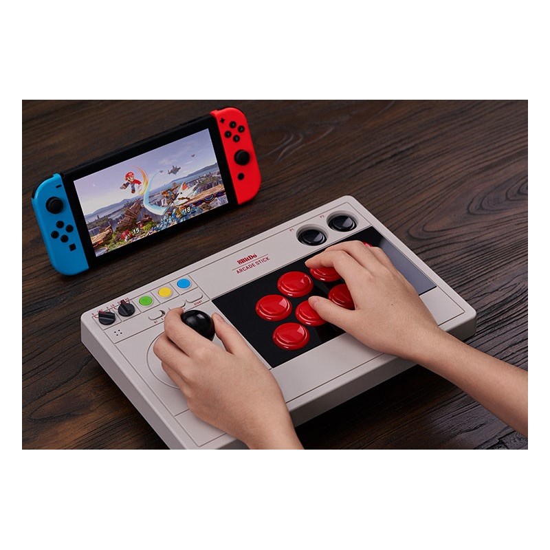 8Bitdo Arcade Stick Gris Bluetooth USB Joystick Analogique Numérique Nintendo Switch, Nintendo Switch Lite, PC