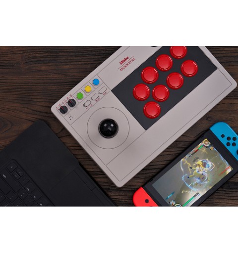 8Bitdo Arcade Stick Gris Bluetooth USB Joystick Analogique Numérique Nintendo Switch, Nintendo Switch Lite, PC