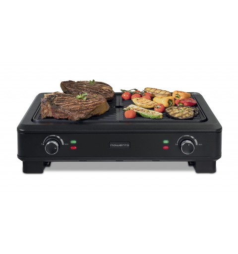 Rowenta KG900812, Smokeless Grill, Griglia, 70% di fumo in meno, Meno odori, 2 zone di cottura indipendenti, 2000 W, Nero