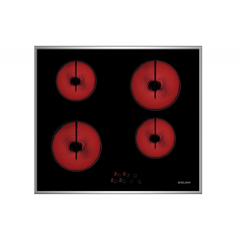 Glem Gas GTH64TCIXN hob Black Built-in Ceramic 4 zone(s)