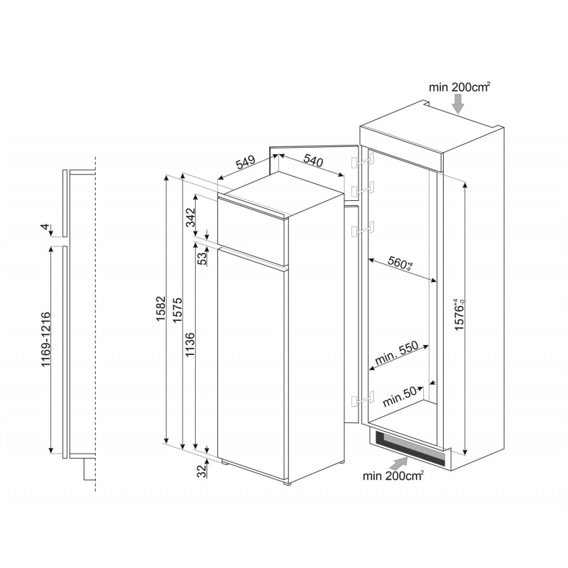 Smeg D4152F fridge-freezer Built-in 259 L E White