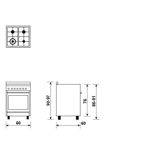 Glem Gas ST664MI cooker Freestanding cooker Stainless steel A+