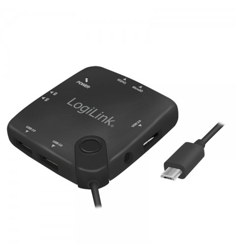 LogiLink UA0345 hub di interfaccia USB 2.0 Micro-B 480 Mbit s Nero