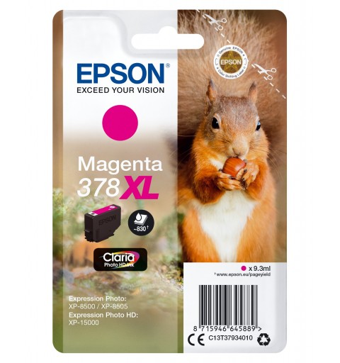 Epson Squirrel Singlepack Magenta 378XL Claria Photo HD Ink