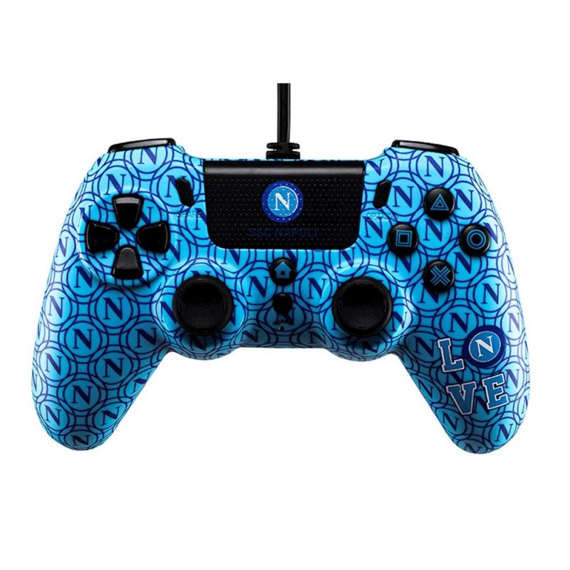 Qubick SSC Napoli Nero, Blu USB Gamepad Analogico Digitale PC, PlayStation 4, Playstation 3