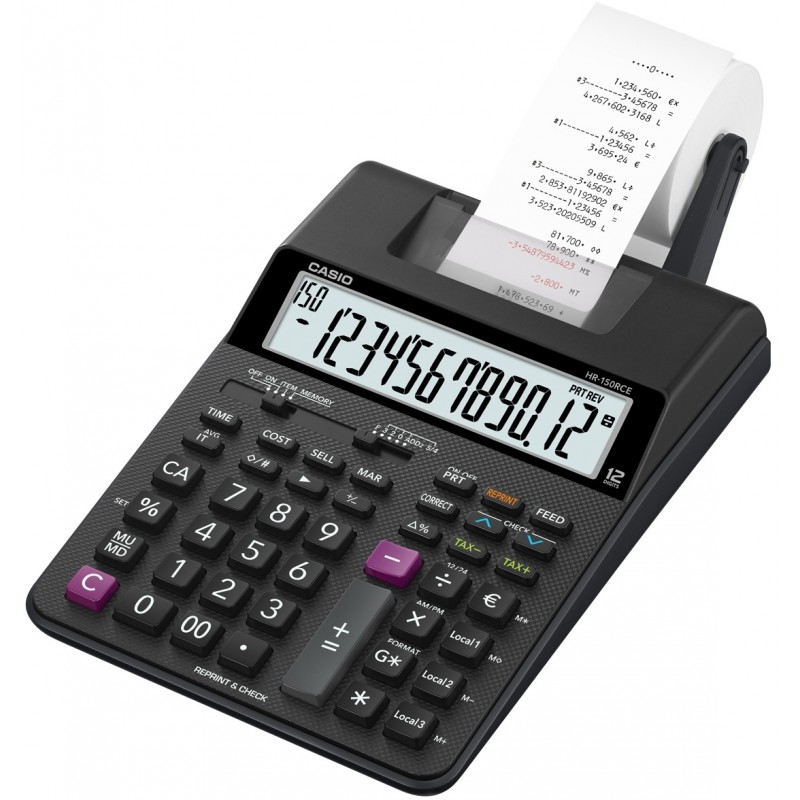 Casio HR-150RCE calculatrice Bureau Calculatrice imprimante Noir