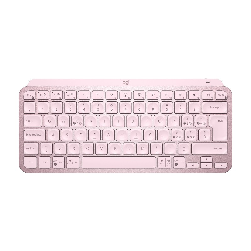 Logitech MX Keys Mini Minimalist Wireless Illuminated Keyboard Tastatur RF Wireless + Bluetooth QWERTY Italienisch Pink