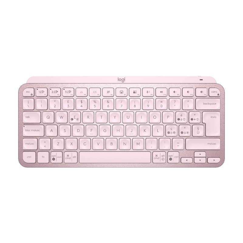 Logitech MX Keys Mini Minimalist Wireless Illuminated Keyboard tastiera RF senza fili + Bluetooth QWERTY Italiano Rosa