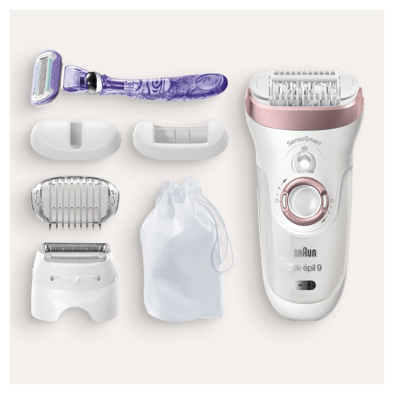 Braun Silk-épil 9 9-870 epilator 40 tweezers Pink, White