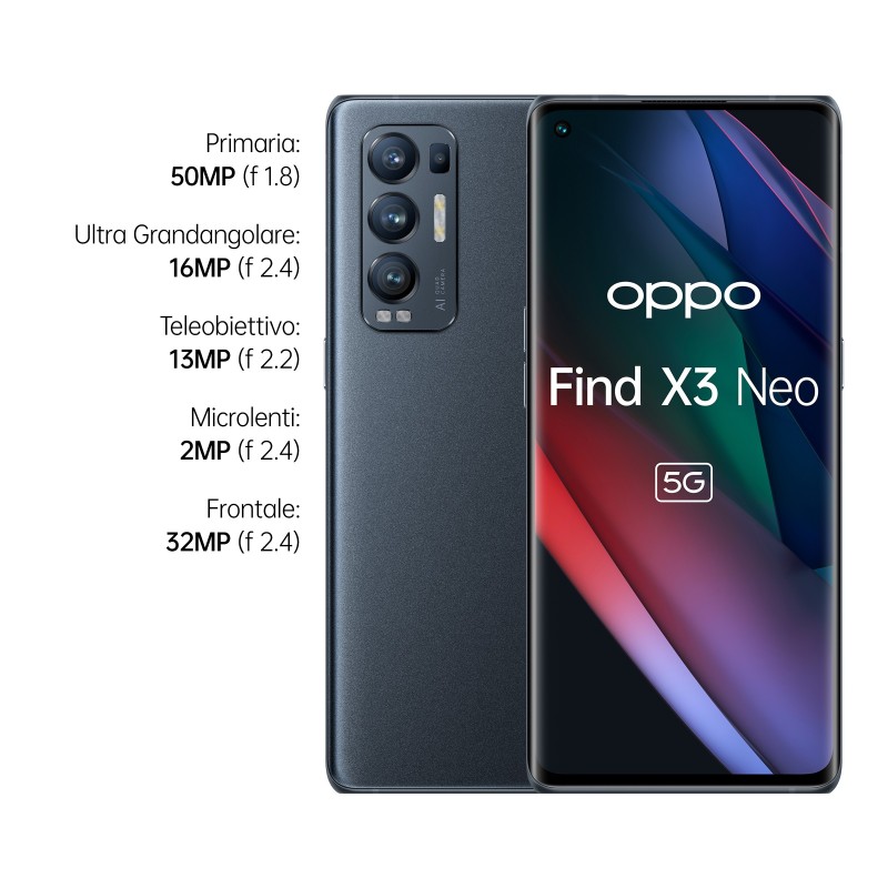 OPPO Find X3 Neo 16,6 cm (6.55") Double SIM ColorOS 11.1 5G USB Type-C 12 Go 256 Go 4500 mAh Noir